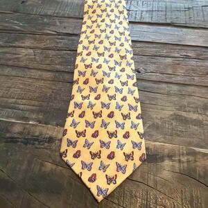 Stonehenge 100% Silk Yellow With Multi Color Butterfly's  Mens Tie